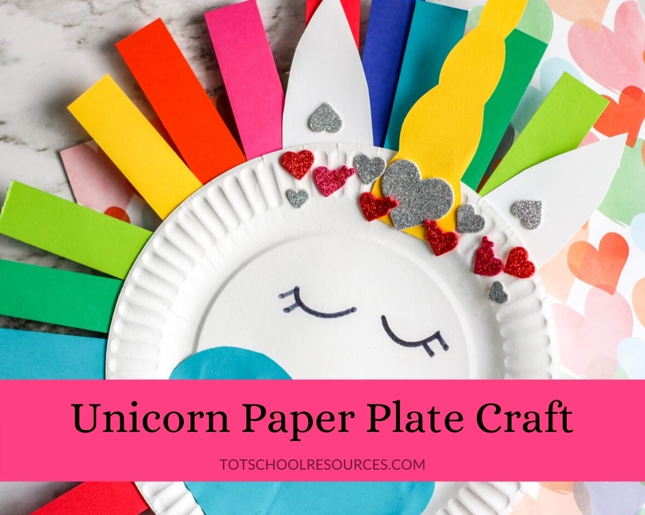 Rainbow Unicorn paper plate craft {Preschool Craft}