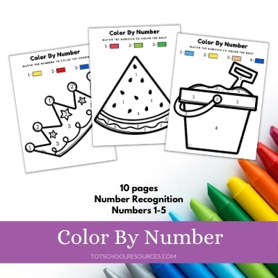preschool color by number worksheets