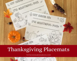 Thanksgiving placemats for kids
