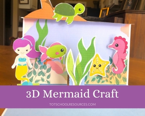 3D Mermaid Paper Craft {Printable template}