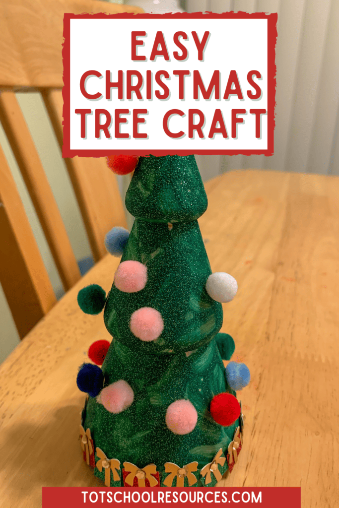Easy Christmas Tree Craft for Kids - Pom Pom Christmas Tree