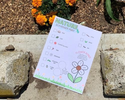 nature scavenger hunt printable by flowers