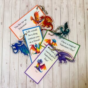 Printable Rainbow Dragon Valentines {for kids} - totschoolresources.com