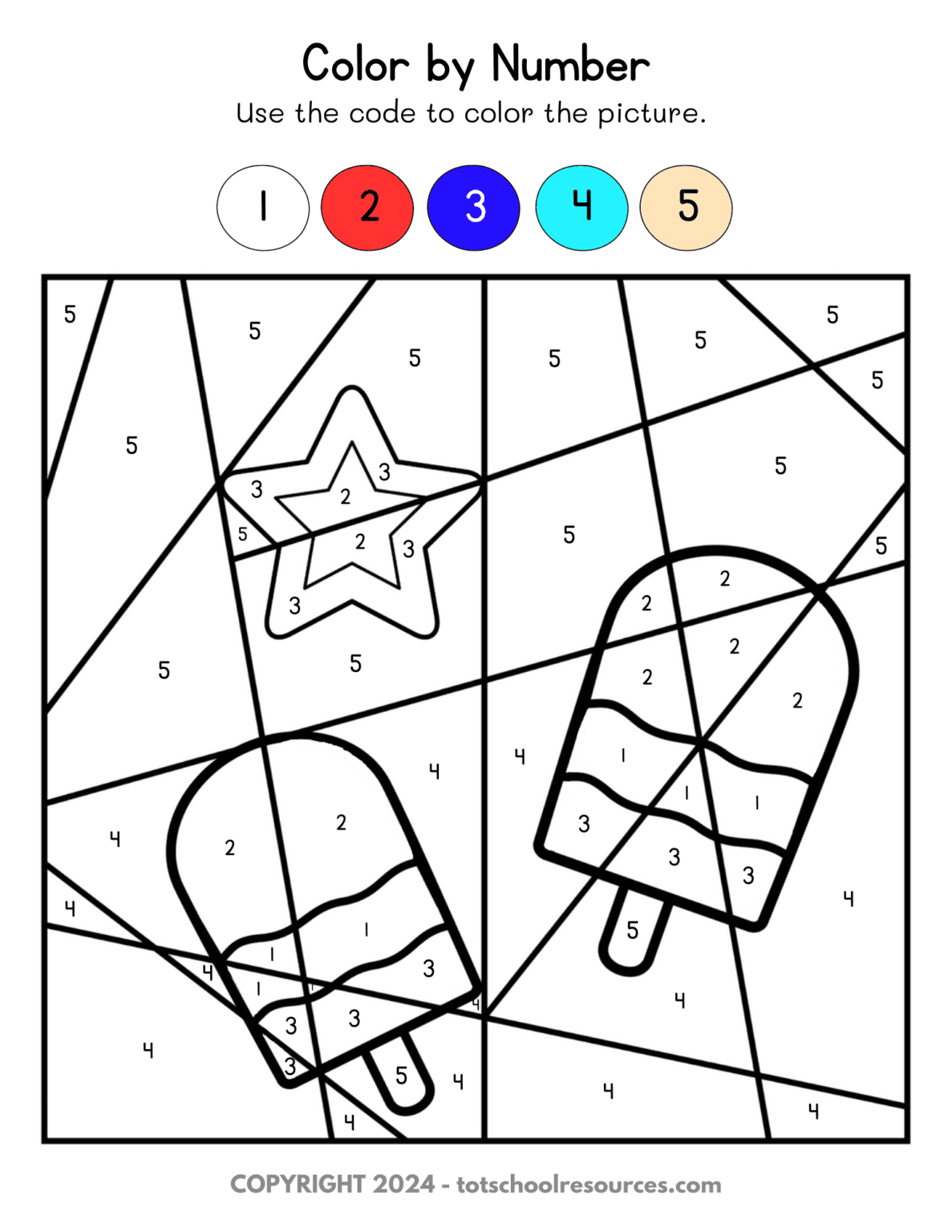 4th of July Color By Number {Printable Color by Code Activity