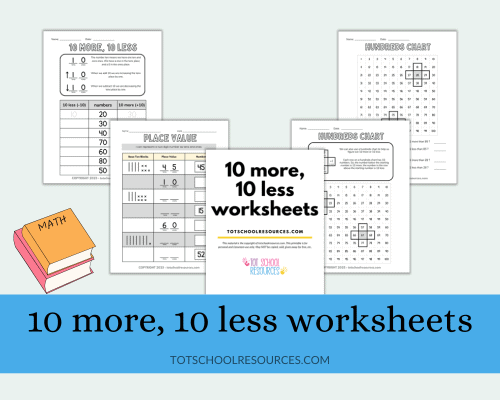 Ten More, Ten Less {Free Math Learning Worksheets}