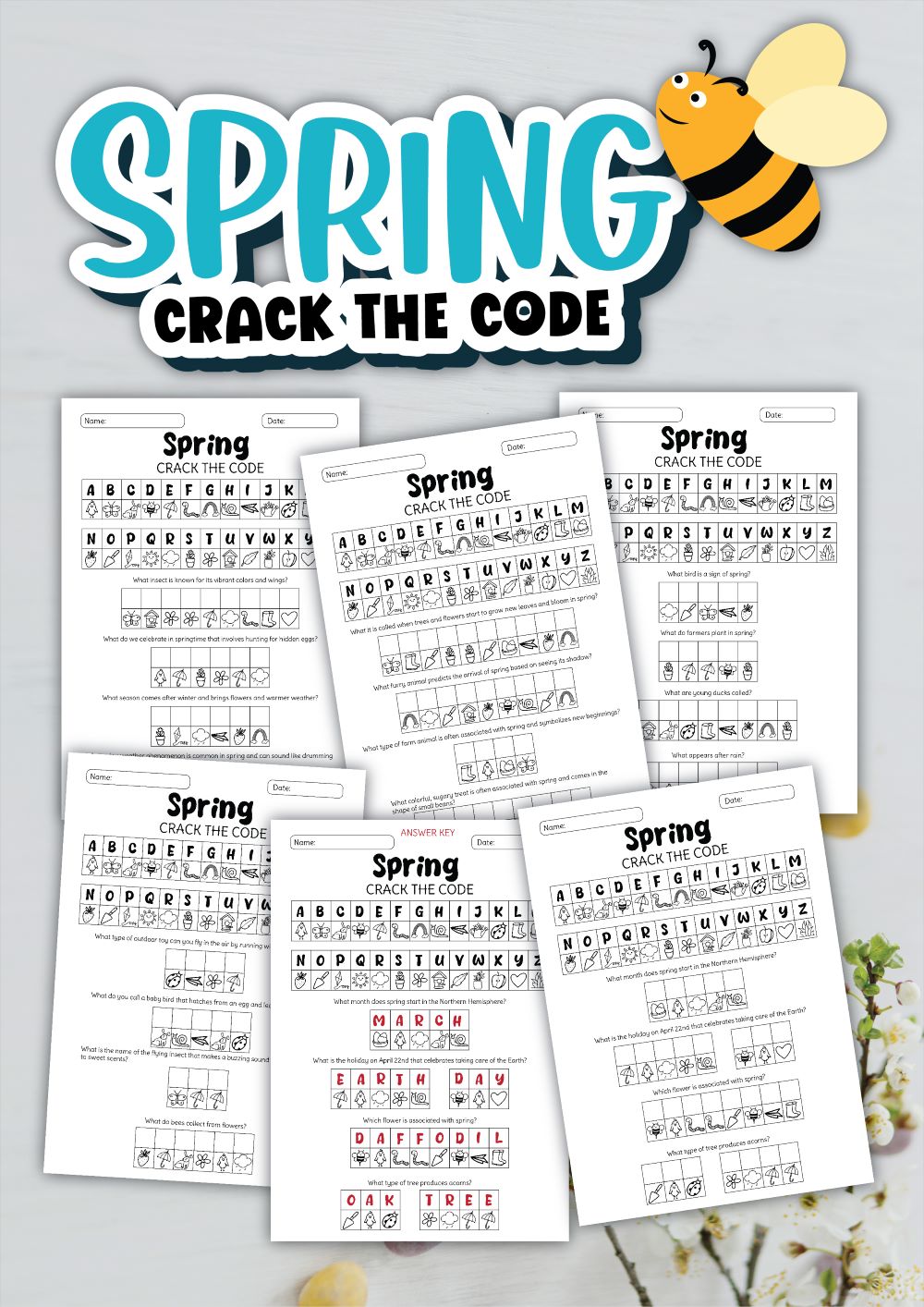 Spring Crack the Code {printable activity} - totschoolresources.com