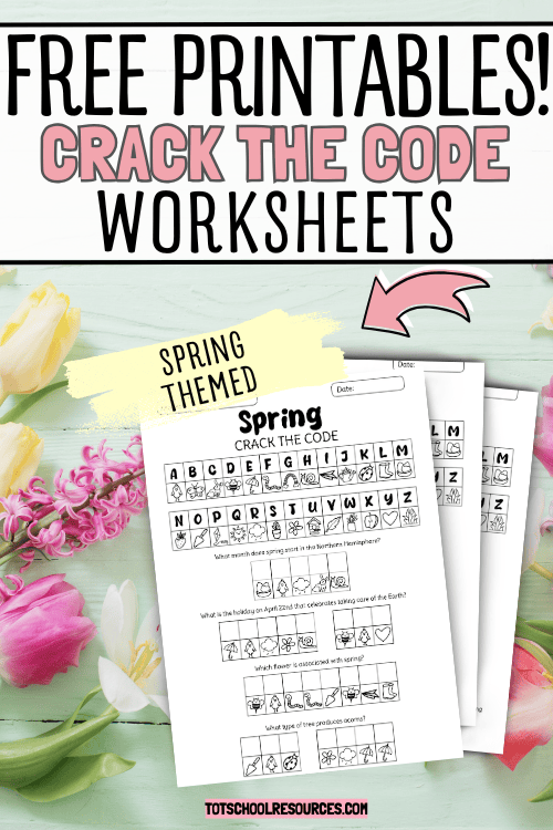spring crack the code worksheets on floral background