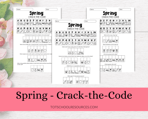 spring crack the code worksheets on white background